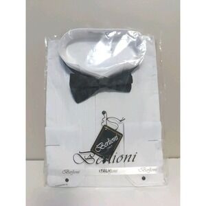 Berlioni Italy Tuxedo Wingtip Collar with Bow-Tie Dress Shirt Size XL 17-17 1/2